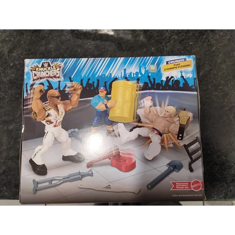 WWE Knuckle Crunchers WrestleMania John Cena The‎ Rock Cody Rhodes 3-Pack JGM46